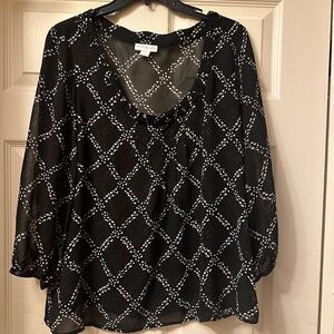 Charter Club || Size 16 || Black & White Dot Pattern Short Sleeve Top Blouse